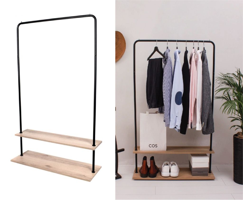 Напольная вешалка с двумя полками для обуви Напольная вешалка с двумя полками для обуви