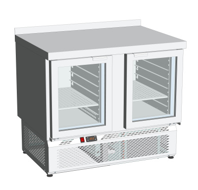 UT-0125432  - Стол холодильный МВ CТ СХН 1000х700х870 (борт, 2 двери стекло)