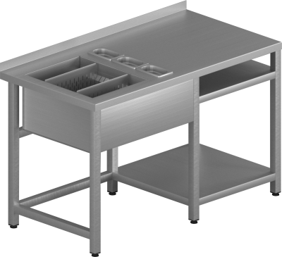 UT-0127051 - Барный модуль и касса МВ 1350х700х870 ванна с делителями+гастроёмкости