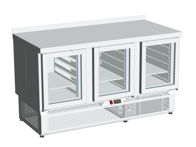 UT-0125466 - Стол холодильный СТ 1485х700х870 (борт, 3 двери стекло)