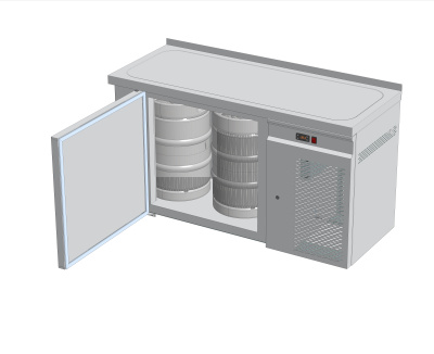 UT-0154627 - Кегератор 1505х600х870 мм (борт, 1 дверь под кеги) открытая дверь