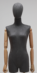 TTW-7-10  Торс портновского манекена женский с бедрами, с головой, шарнирные руки (без стойки)